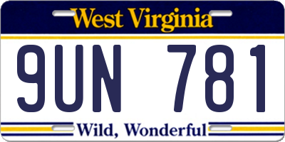 WV license plate 9UN781