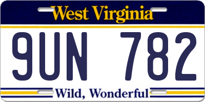 WV license plate 9UN782