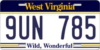 WV license plate 9UN785