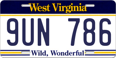 WV license plate 9UN786