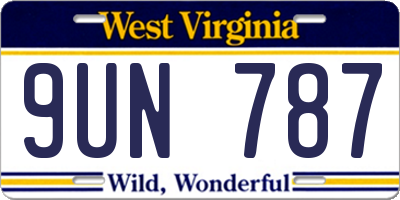 WV license plate 9UN787