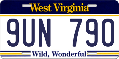 WV license plate 9UN790