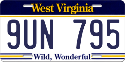 WV license plate 9UN795