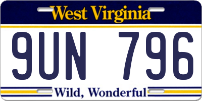 WV license plate 9UN796