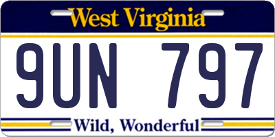 WV license plate 9UN797