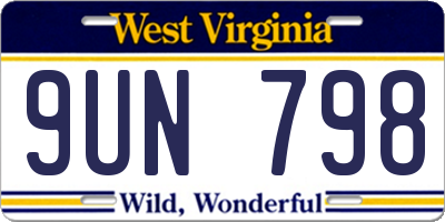WV license plate 9UN798