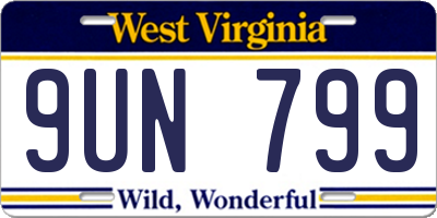 WV license plate 9UN799
