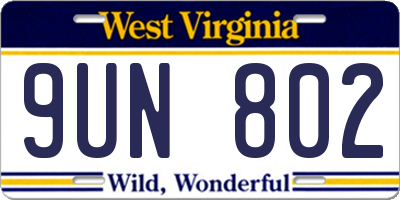 WV license plate 9UN802