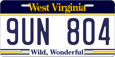 WV license plate 9UN804
