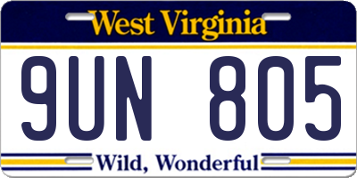 WV license plate 9UN805
