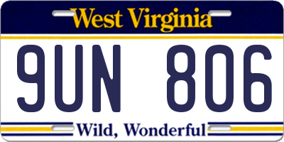 WV license plate 9UN806