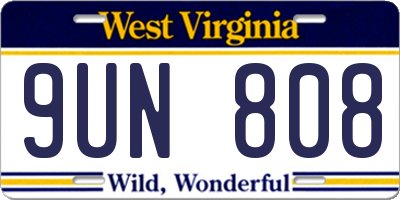 WV license plate 9UN808