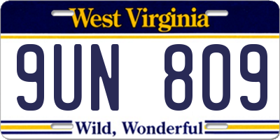 WV license plate 9UN809
