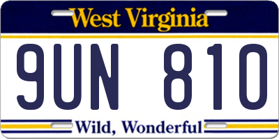 WV license plate 9UN810