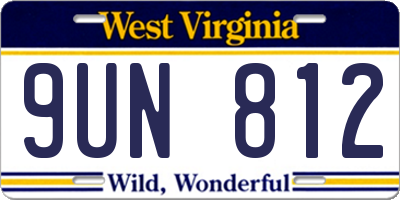 WV license plate 9UN812
