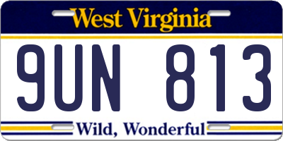 WV license plate 9UN813