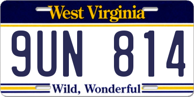 WV license plate 9UN814