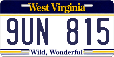 WV license plate 9UN815