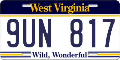 WV license plate 9UN817