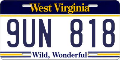 WV license plate 9UN818