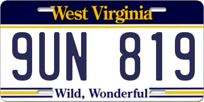 WV license plate 9UN819