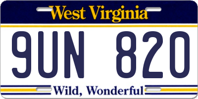 WV license plate 9UN820