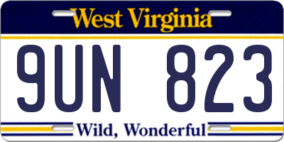 WV license plate 9UN823
