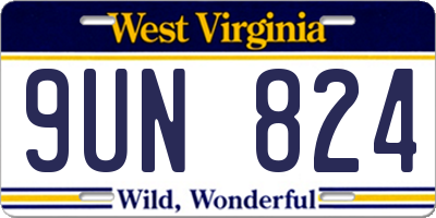 WV license plate 9UN824