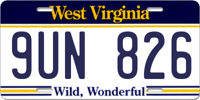WV license plate 9UN826