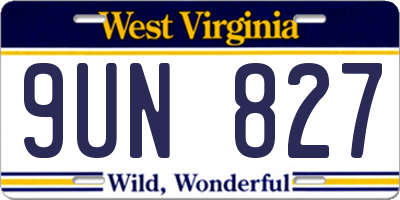 WV license plate 9UN827