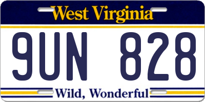 WV license plate 9UN828