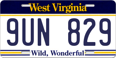 WV license plate 9UN829