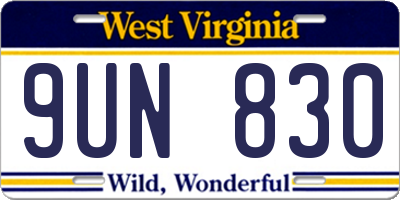 WV license plate 9UN830