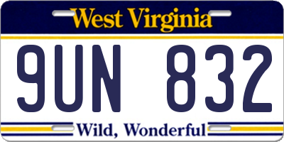 WV license plate 9UN832