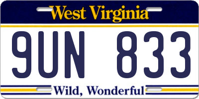 WV license plate 9UN833