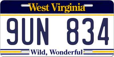 WV license plate 9UN834