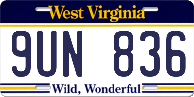 WV license plate 9UN836