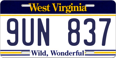 WV license plate 9UN837