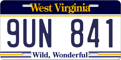 WV license plate 9UN841
