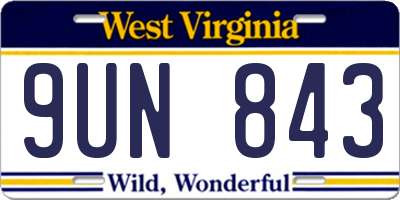 WV license plate 9UN843