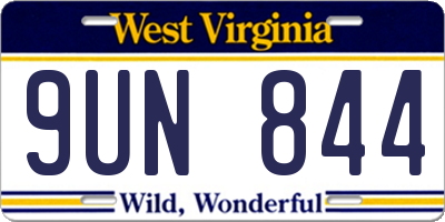 WV license plate 9UN844