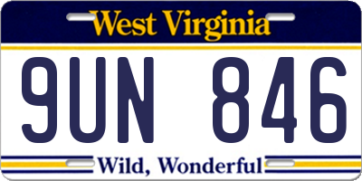 WV license plate 9UN846