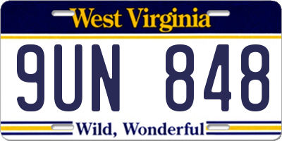 WV license plate 9UN848