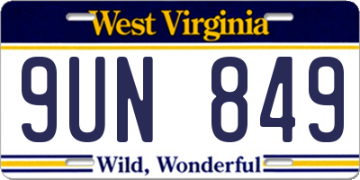 WV license plate 9UN849