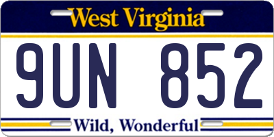 WV license plate 9UN852