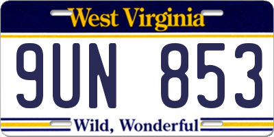 WV license plate 9UN853
