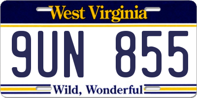 WV license plate 9UN855