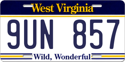 WV license plate 9UN857