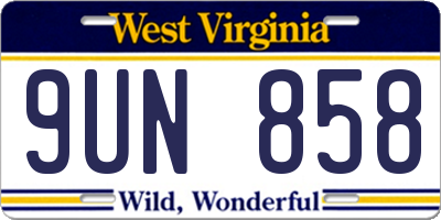 WV license plate 9UN858