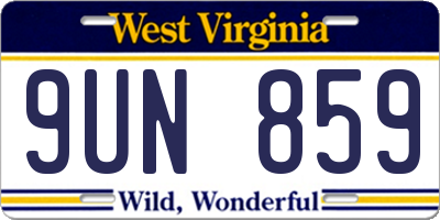 WV license plate 9UN859
